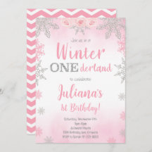 Invitación de invierno rosado plateado para Wonder