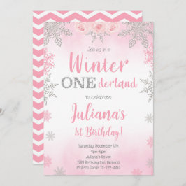 Invitación de invierno rosado plateado para Wonder