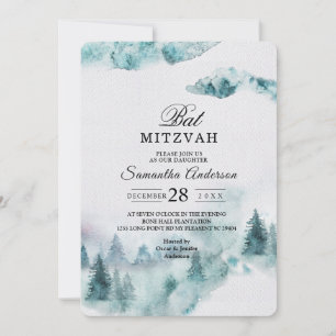 Invitación de invierno simple y moderna de árboles