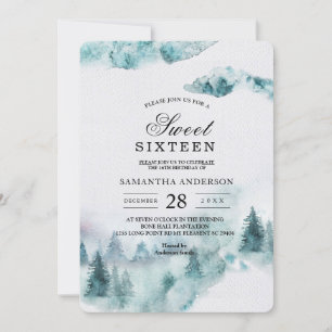 Invitación de invierno simple y moderna de árboles