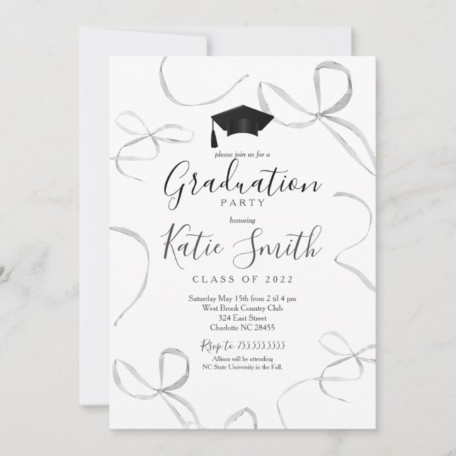 Invitación de invitación a graduación de Bow (Anverso)
