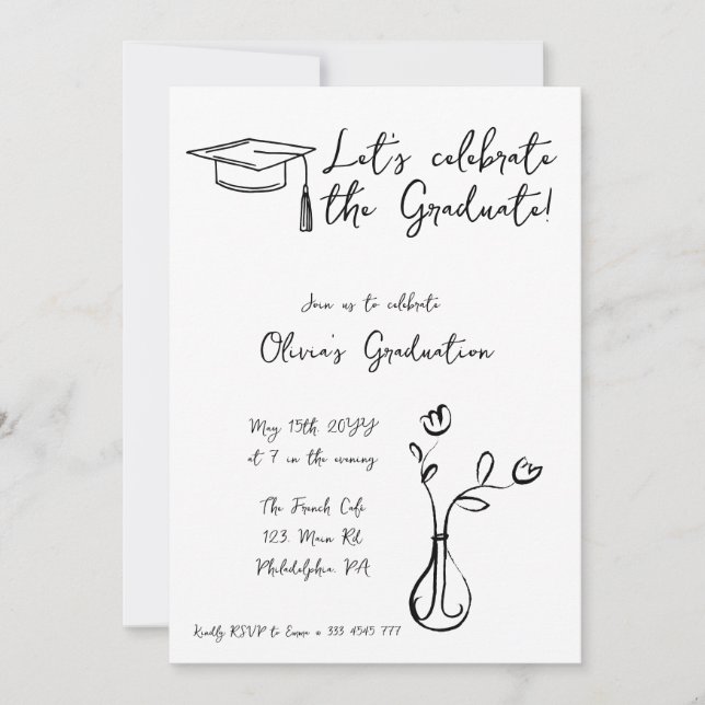 Invitación de invitación a graduación de estilo fr (Anverso)