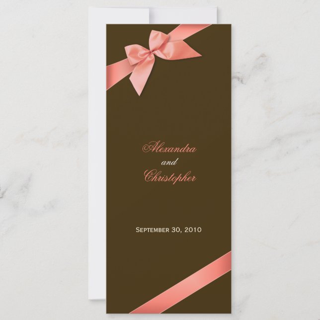 Invitación de invitación a la boda de cinta roja d (Anverso)