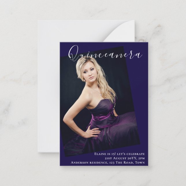 INVITACIÓN de invitación a la FOTO de Quinceanera (Anverso)