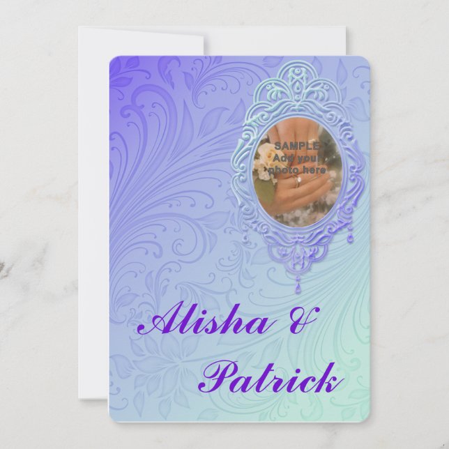 Invitación de invitación a matrimonio formal púrpu (Anverso)