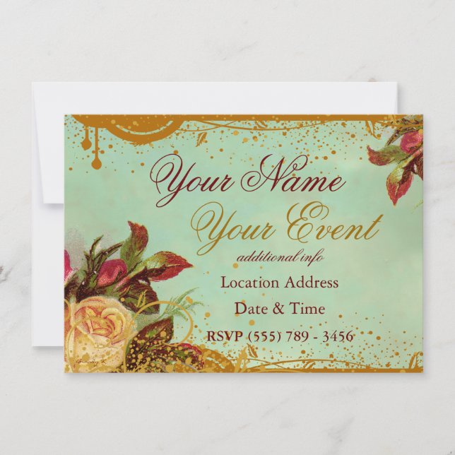 Invitación de invitación a Rosa victoriano Fancy (Anverso)