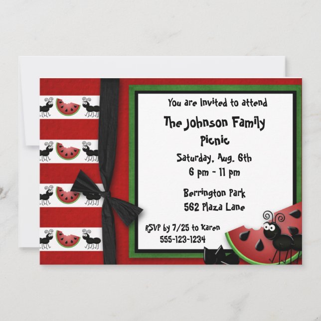 Invitación de invitaciones para fiesta de picnic B (Anverso)