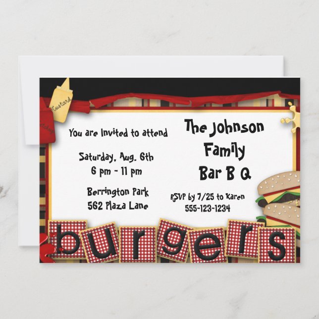 Invitación de invitaciones para fiesta de picnic B (Anverso)