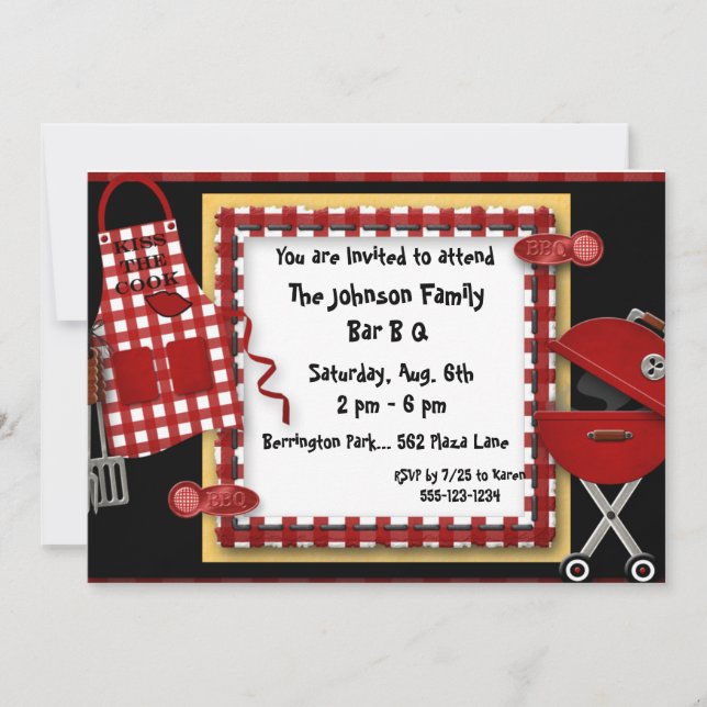 Invitación de invitaciones para fiestas de picnic  (Anverso)