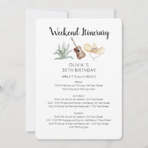 Invitación de itinerario de cumpleaños de fin de s