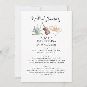 Invitación de itinerario de cumpleaños de fin de s