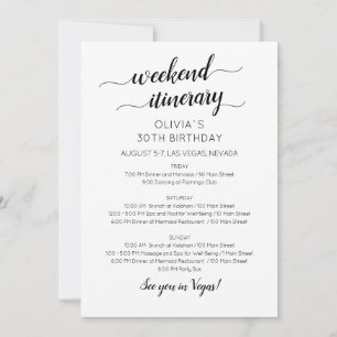 Invitación de Itinerario de Cumpleaños de Fin de S