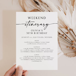 Invitación de Itinerario de Cumpleaños de Fin de S