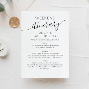 Invitación de Itinerario de Cumpleaños de Fin de S