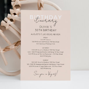 Invitación de itinerario de cumpleaños de fin de s