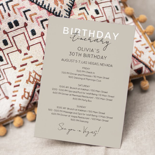 Invitación de itinerario de cumpleaños de fin de s (Subido por el creador)