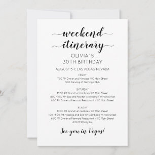 Invitación de Itinerario de Cumpleaños de Fin de S