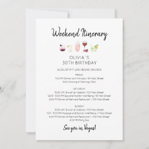 Invitación de Itinerario de Cumpleaños de Fin de S