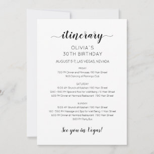 Invitación de Itinerario de Cumpleaños de Fin de S