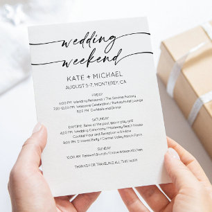 Invitación de Itinerario de Fin de Semana de Boda 