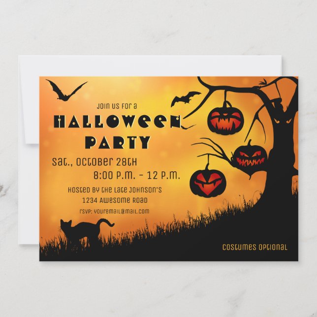 Invitación de Jack 'o lantern Tree en Halloween co (Anverso)