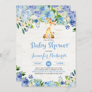 Invitación de jirafa Baby Shower ducha de chico rú