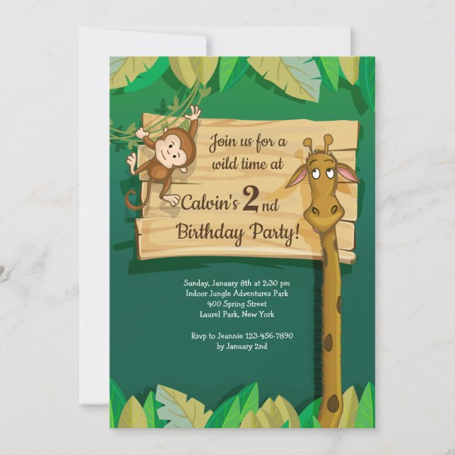 Invitación de jirafa y amigo (Anverso)
