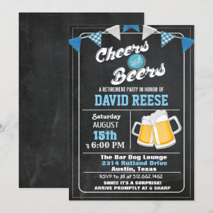 Invitación de jubilación Cheers and Beers para cua