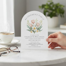 Invitación de jubilación con arco de tulipán elega