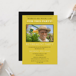 Invitación de Jubilación con Foto Amarilla Masculi