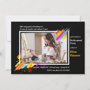 Invitación de jubilación con foto en marco de arte