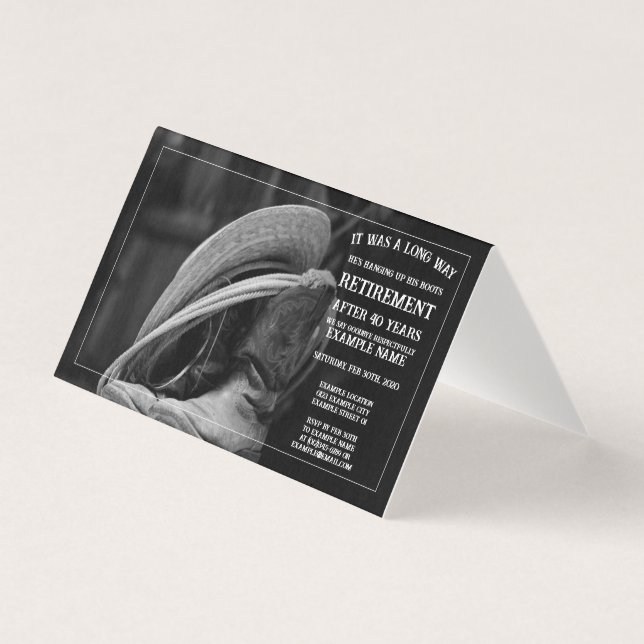 Invitación de jubilación con gorra de vaquero y bo (Anverso)