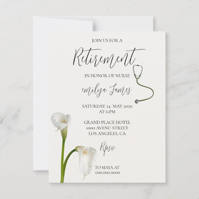 Invitación de Jubilación de Enfermera | Elegante C (Anverso)