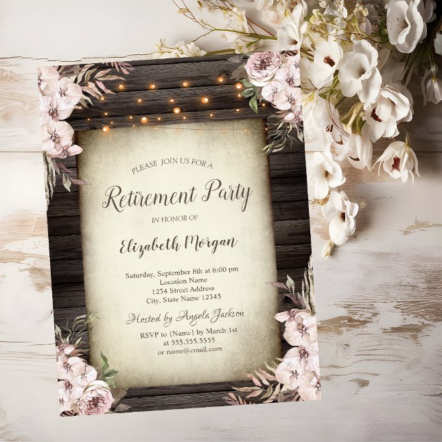 Invitación de jubilación de flores Boho marrón mad (Subido por el creador)