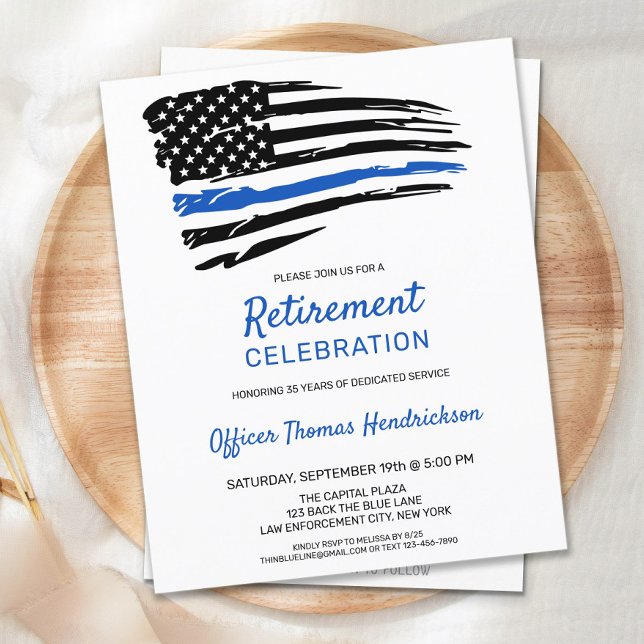 Invitación de Jubilación de la Línea Azul Fina de  (Subido por el creador)