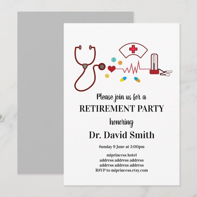 invitación de jubilación de médicas (Anverso / Reverso)