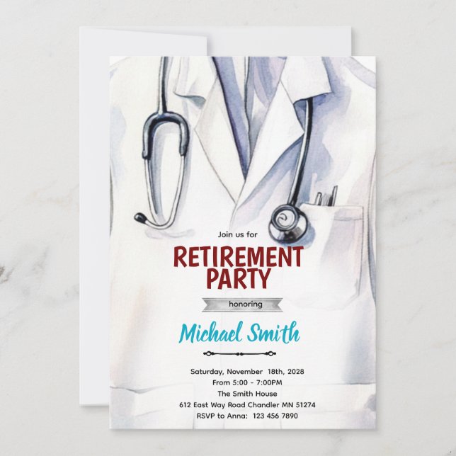 Invitación de jubilación de médico (Anverso)