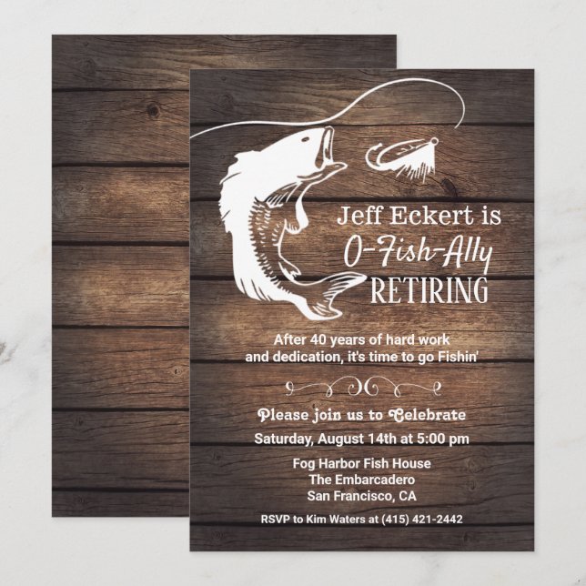 Invitación de Jubilación de Pesca (Anverso / Reverso)