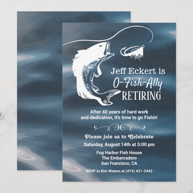 Invitación de Jubilación de Pesca (Anverso / Reverso)