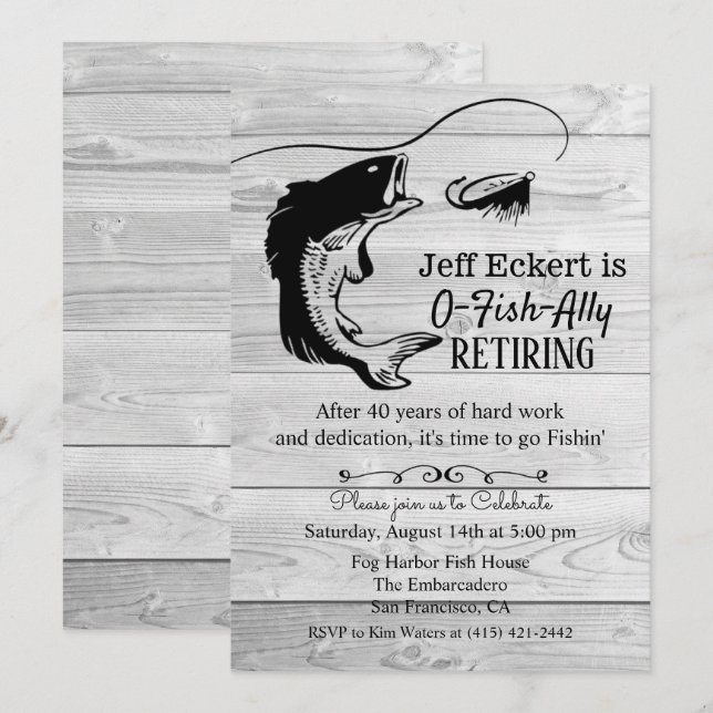 Invitación de Jubilación de Pesca (Anverso / Reverso)