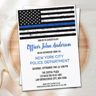 Invitación de Jubilación de Policía Línea Azul Fin