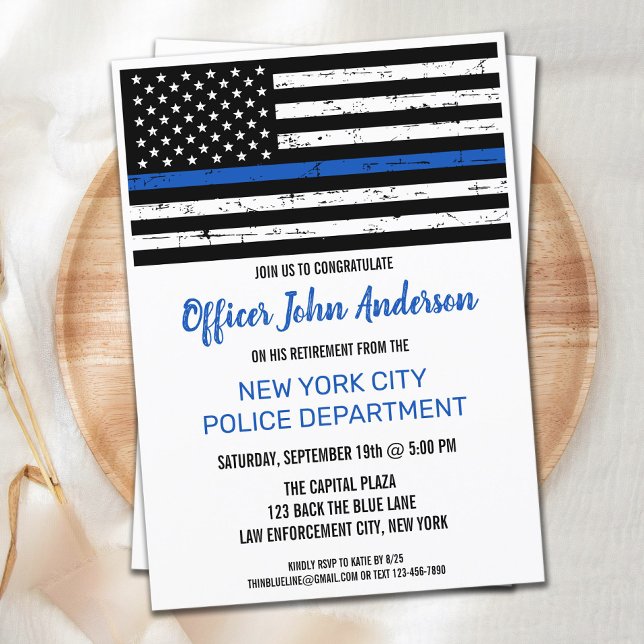 Invitación de Jubilación de Policía Línea Azul Fin (Subido por el creador)