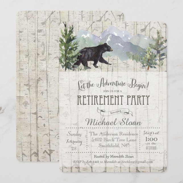 Invitación de Jubilación del Oso donde Comienza la (Anverso / Reverso)