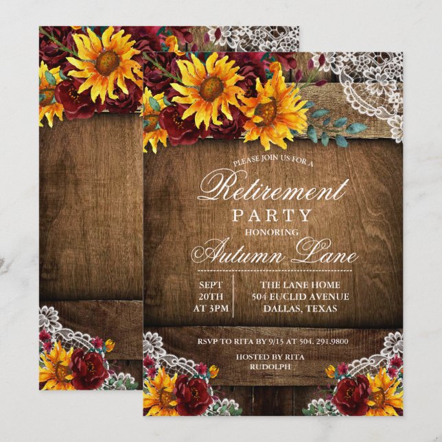 INVITACIÓN DE JUBILACIÓN EN PUNTO DE FLORES DE GIR (Anverso / Reverso)