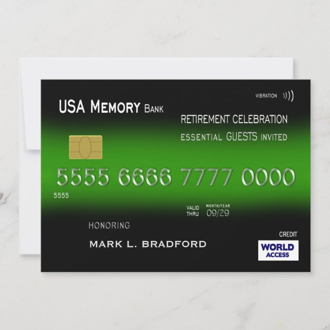 INVITACIÓN DE JUBILACIÓN, ESENCIAL, TARJETA DE CRÉ (Anverso)