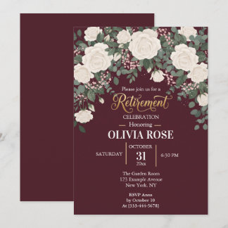 Invitación de jubilación floral rosa blanca de Bor