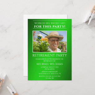 Invitación de Jubilación Foto Masculina Verde Mode