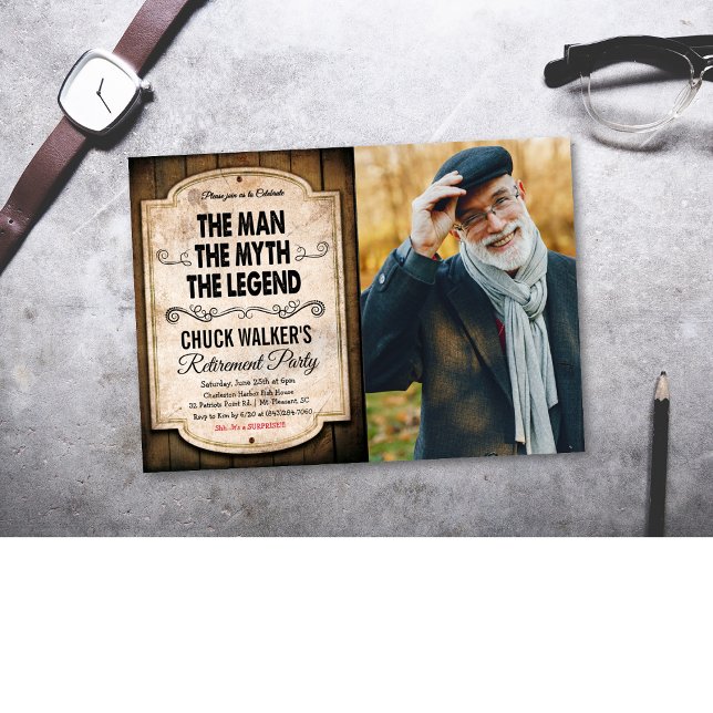 Invitación de jubilación hombre mito leyenda (Subido por el creador)