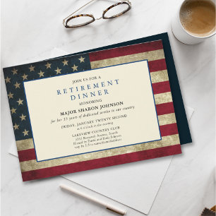 Invitación de Jubilación Militar Rojo Blanco y Azu