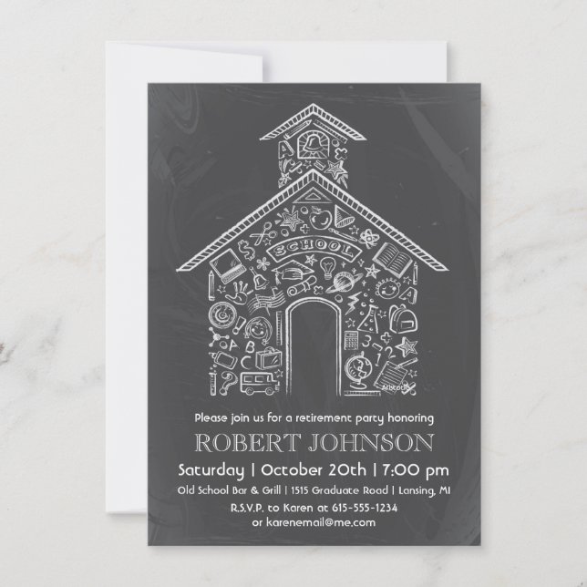 Invitación de Jubilación para Maestro de Escuela (Anverso)